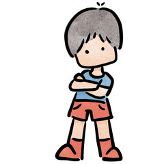 Watercolor boy student, children.  illustration