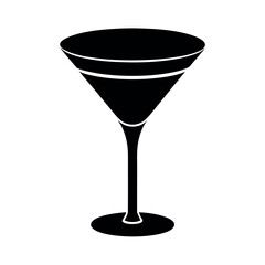 Black Cocktail Glass Icon Vector Illustration Simple Outline Silhouette