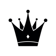 Black Crown Icon Vector Illustration Simple Silhouette with Points