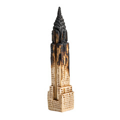 Burned skyscraper made of wood