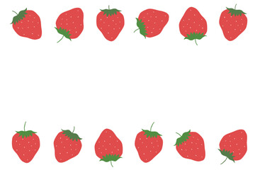 いちごを並べた可愛いフレーム背景イラスト
