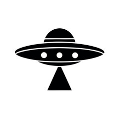 Black UFO Icon Vector Illustration Simple Silhouette of Flying Saucer