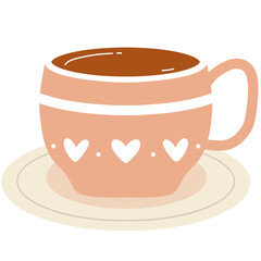 Peach-Colored Cup of Hot Beverage with Whimsical Heart Design