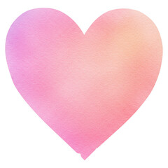Watercolor heart shape with pink and orange gradient texture isolate Love