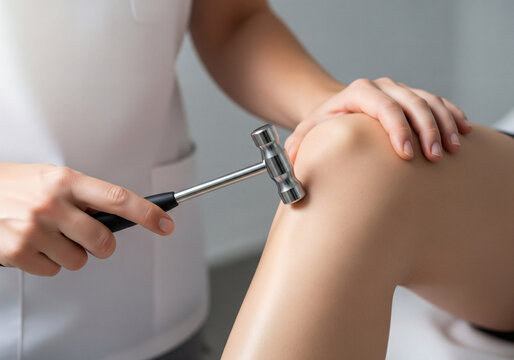 Medical Examination Action Knee Reflex Test Clinic Healthcare Content Professional Environment Close-Up View