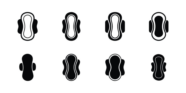 Vector sanitary pad set on white background