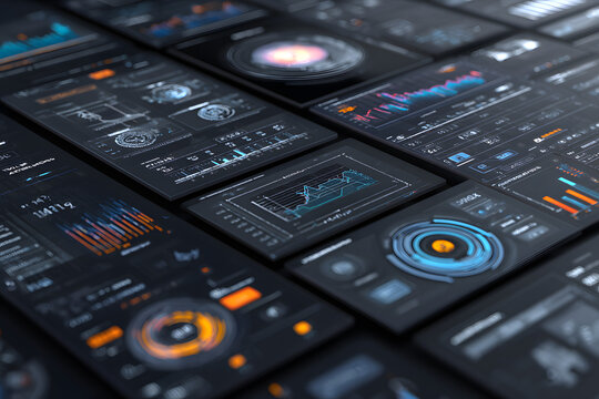 3d futuristic interface dashboard with floating panels in an isometric sci fi digital concept design