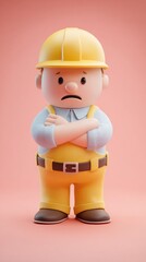 Construction worker with crossed arms looking serious.