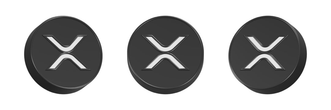 xrp set coin icon logo cryptocurrency 3d rendering