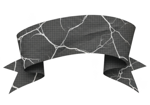 Distressed gray ribbon banner with white lightning design vector illustration graphic element isolated on transparent background