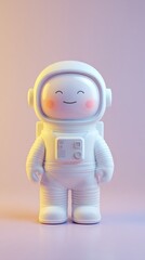 Cute Astronaut Toy Smiling With Pink Cheeks.