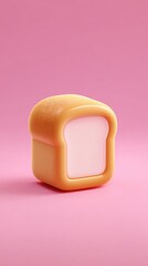 Cute bread loaf on pink background, simple and clean.