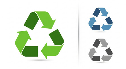 Recycle symbol in green, blue, and gray the image represents environmental conservation and sustainable practices