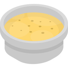 Isometric Digital Illustration of a Light Yellow Liquid in a Grey Cylindrical Container with Speckles against a Transparent Background