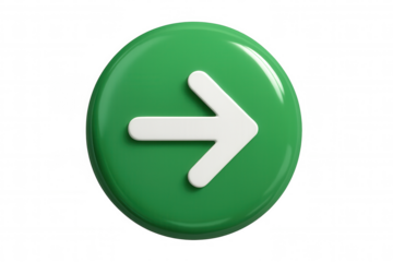 Green 3d arrow icon pointing right, symbolizing next step, direction, and forward navigation