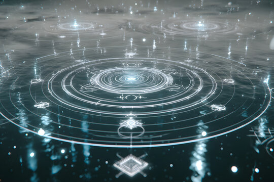 floating galactic map hologram with glowing data points forming an interstellar futuristic interface