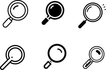 Search Icon Set &ndash; Magnifying Glass, Finder, and Explore Symbols