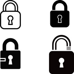 Lock Line Icon &ndash; Security, Privacy, and Password Protection Symbol Vector
