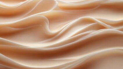 Obraz premium Smooth flowing creamy beige silk fabric with soft highlights and delicate folds creating elegant waves