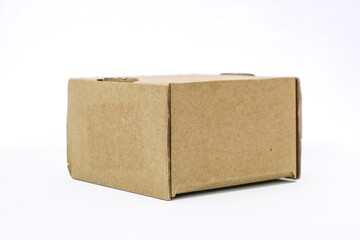 Brown cardboard box on a white background