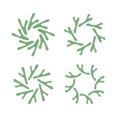 Artistic green abstract circle line art frame decoration.