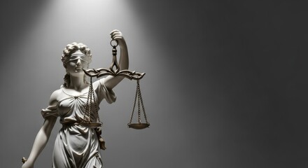 Justice and fairness sculpture with scales of law for legal design and symbolism