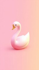 Obraz premium Elegant Swan Figurine on a Soft Pink Background.