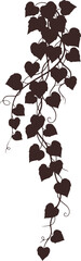 Vector art of dark brown silhouette of a heartshaped vine with leaves