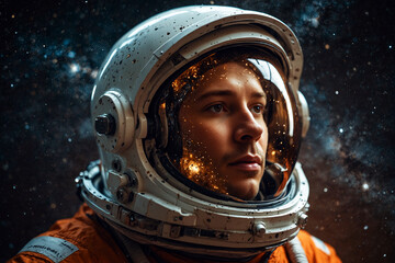 Close-Up of Astronaut&rsquo;s Helmet Reflecting the Milky Way &ndash; Cosmic Reflection in Space