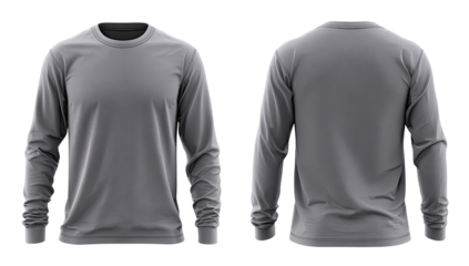 Gray long-sleeve shirt, front & back views