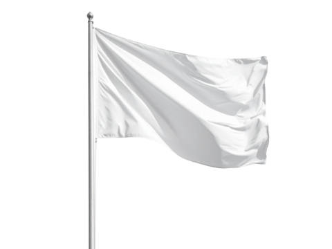 White flag symbolizing peace, surrender, neutrality, or truce, waving gently against a clear background, often used for design or messaging purposes.