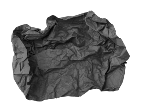 Black crumpled paper isolated on transparent background - Powered by Adobe
