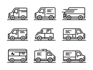 Courier Van line art moving goods efficiently
