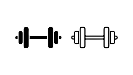 Barbell and dumbbell icons with transparent background