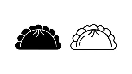 Pierogi dumplings black outline with transparent background