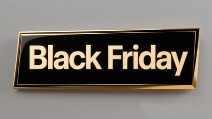 A black friday sign with gold lettering and a gold border on a gray background close up