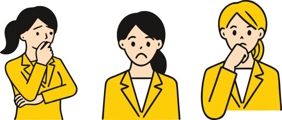 Women Showing Concern and Sadness Illustration.