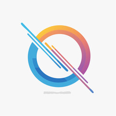 Abstract Geometric Design with Gradient Circle and Dynamic Diagonal Lines