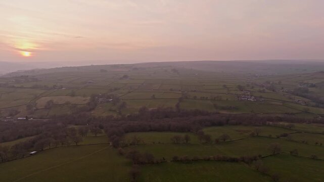 Aerial pov of Brimham Rocks National park in the United Kingdom.