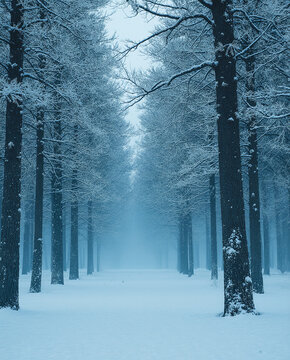 besneeuwde, verlaten bos