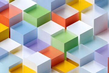 Obraz premium Abstract pattern of colorful pastel cubes in a geometric arrangement