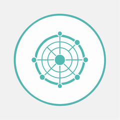 Abstract Teal Circular Diagram Indicating Radial Data Visualization in a Simplified Format
