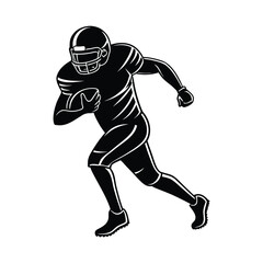 Silhouette of american football player running with ball in action sports graphic
