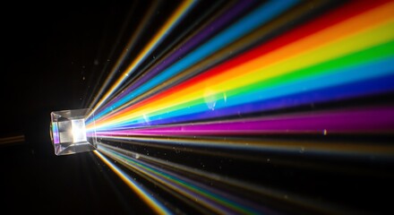 Vibrant Spectrum of Light Rays from a Projector on Black Background.