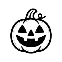 Vintage black and white Halloween pumpkin illustration in engraving style, rustic seasonal artwork ideal for autumn decoration, spooky design and festive concepts
