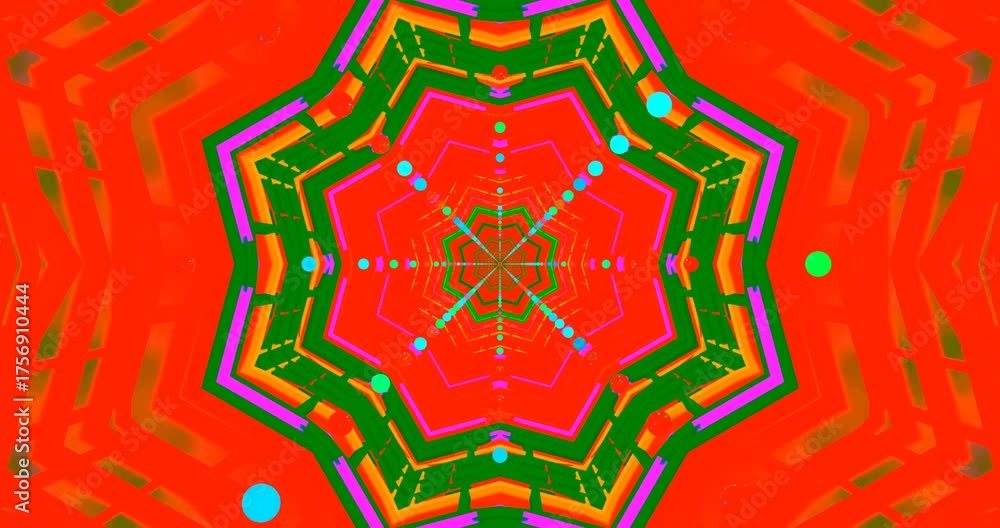 Wall mural this dynamic video loop showcases an endless tunnel filled with colorful patterns and shapes that mo
