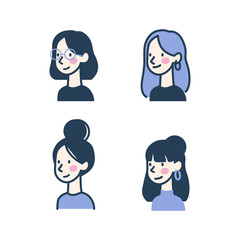 Minimalist female avatar icons set