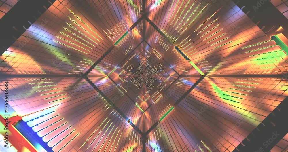 Wall mural the visuals depict a mesmerizing tunnel of vibrant colors with dynamic patterns that flow seamlessly