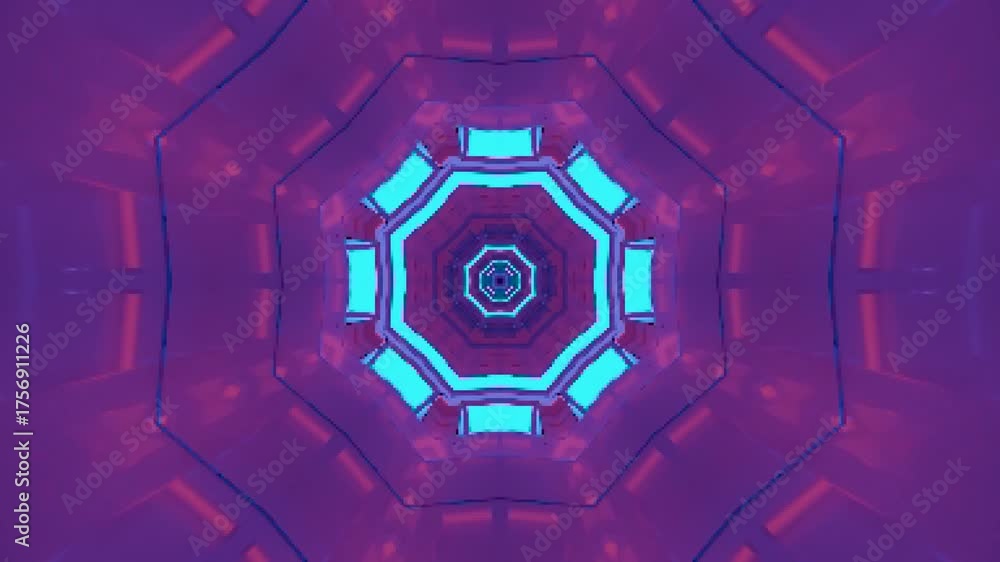 Wall mural a visually engaging tunnel filled with bright, vibrant colors loops seamlessly, creating an immersiv