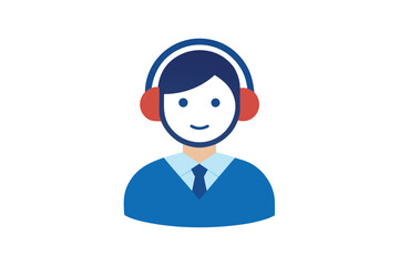 Professional customer service representative or tech support agent wearing headphones illustration